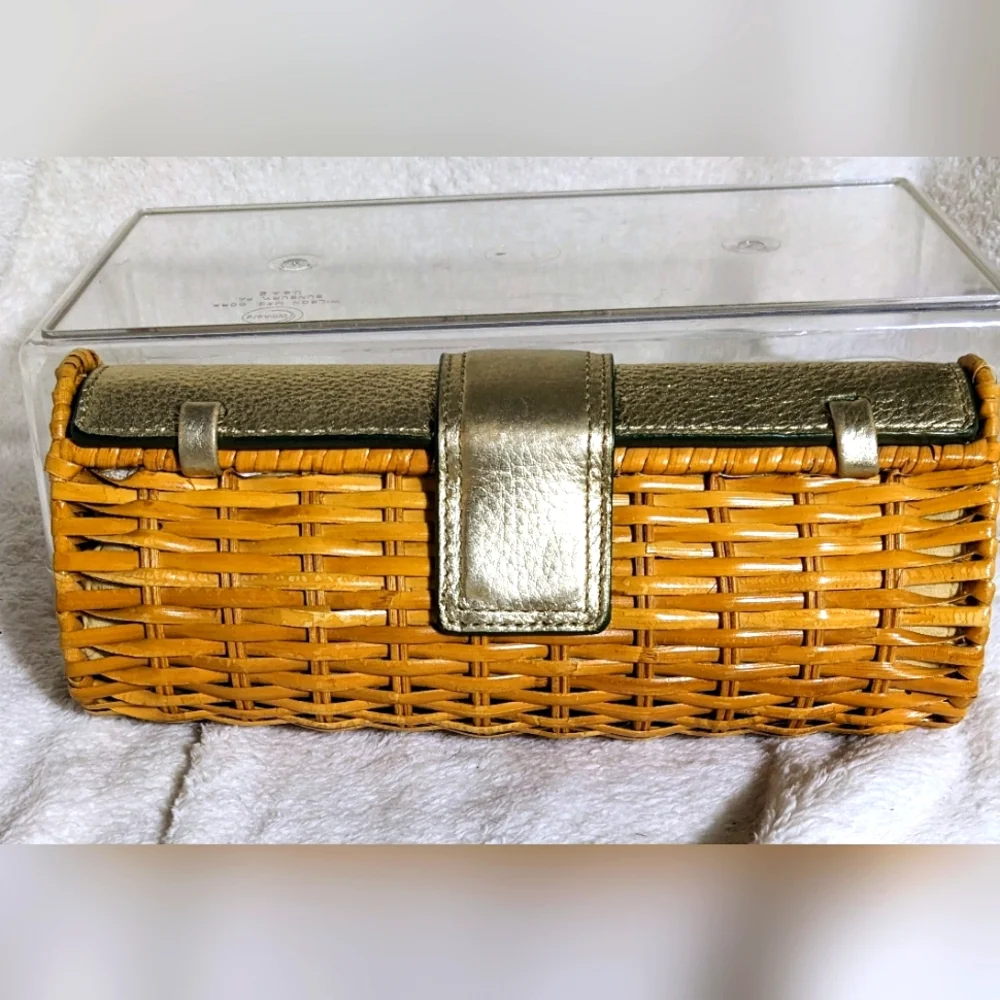 Women's MICHAEL‎ Michael Kors unique wicker and gold leather clutch